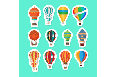 Vintage hot air balloons stickers set