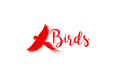 Red logo design with flying bird