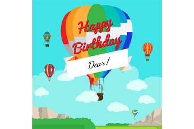 Colorful hot air balloon Birthday card