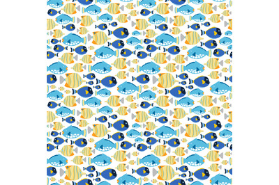 Fabric seamless pattern with sea fishes