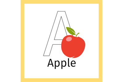 Apple and letter A coloring page