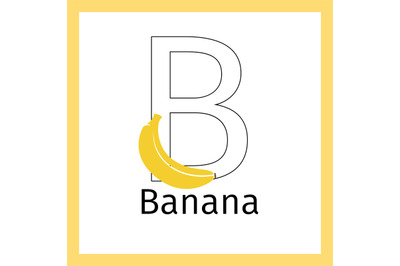 Banana and letter B coloring page