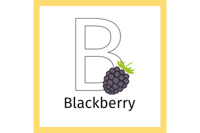 Blackberry and letter B coloring page