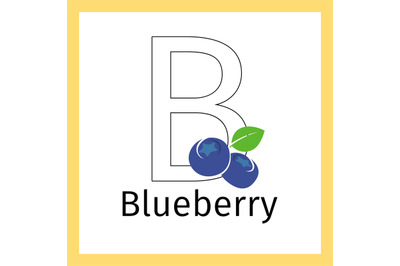 Blueberry and letter B coloring page