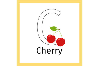 Cherry and letter C coloring page