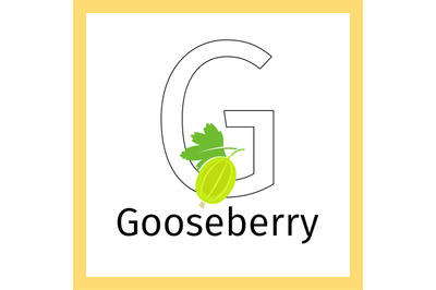 Gooseberry and letter G coloring page