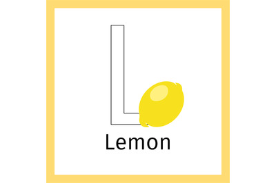 Lemon and letter L coloring page