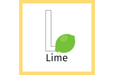 Lime and letter L coloring page