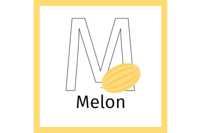 Melon and letter M coloring page