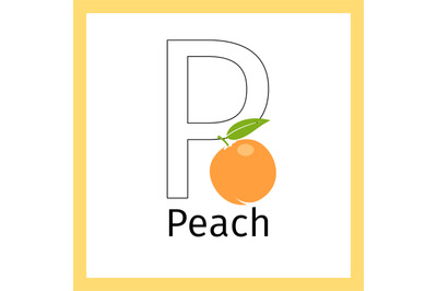 Peach and letter P coloring page