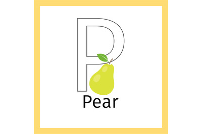 Pear and letter P coloring page