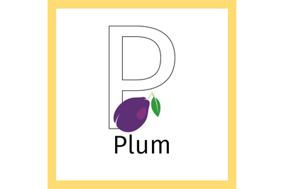 Plum and letter P coloring page