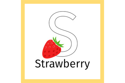 Strawberry and letter S coloring page