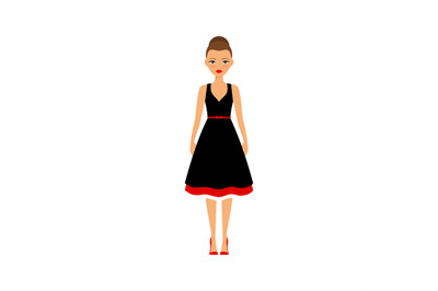 Woman in black and red dress