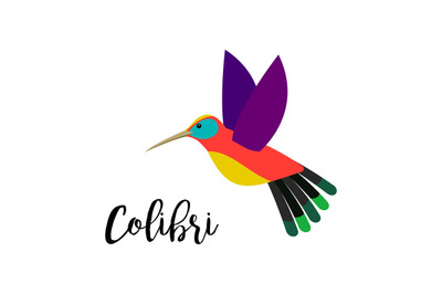 Colibri bird vector element with inscription