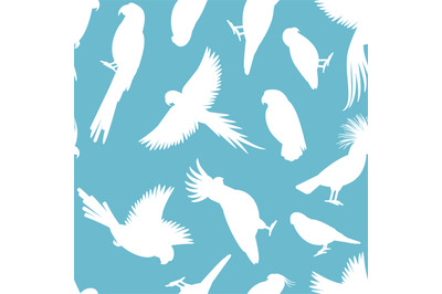 White parrots silhouettes pattern