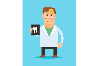 Dentist with tooth illustration