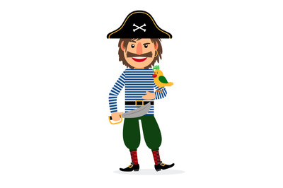 Pirate with sword and parrot