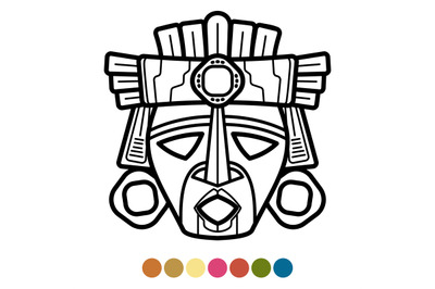 Coloring atzec, african, mexican mask