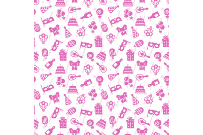 Cute pink party, event, birthday seamless pattern design