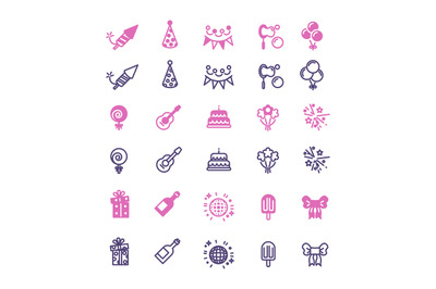 Event, party, birthday, festive icons set