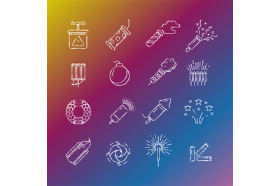 Fireworks, pyrotechnic icons