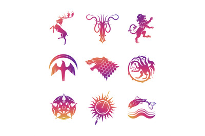 Heraldic vector icons with animals