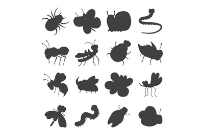 Grey insect silhouette icons