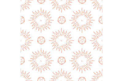 Hand drawn sun seamless pattern