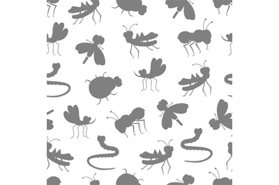 Insect silhouettes seamless pattern design