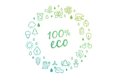 Eco products logo concept with line icons