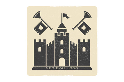 Grunge medieval castle logo vector design