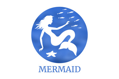 Magic mermaid silhouette with jellyfish and fishes