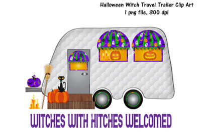 Halloween Witches with Hitches Travel Trailer Clipart