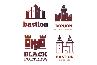 Medieval castle and knight fortress vector ancient royal logo