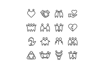 Friend, buddy and gay line icons. Friendship, harmony and friendly out