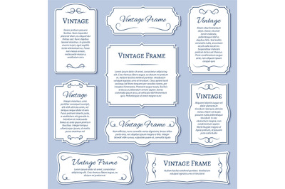 Vintage frame labels with calligraphic text dividers vector set