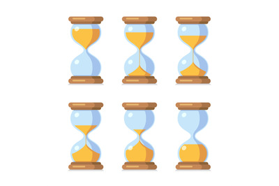 Cartoon hourglass. Antique sand clock sprite sheet animation. Vector s