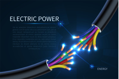 Electric power cables, energy electrical wires abstract industrial vec