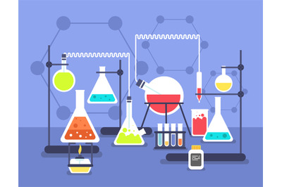 Chemistry laboratory experiment. Research lab science technology. Chem