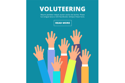 People raised hands, voting arms. Volunteering, charity, donation and