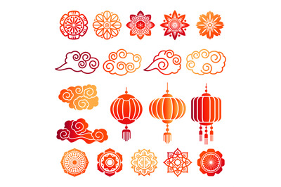 Asian decorative elements collection. Vector japanese, chinese, korean