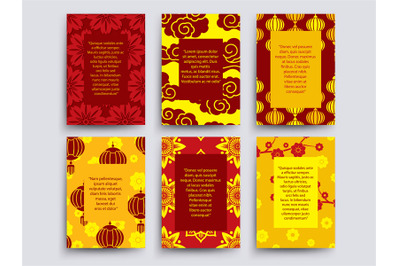 Asian style cards collection. Chinese, japanese, korean banners design