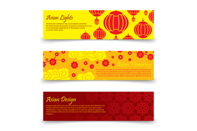 Traditional asian banners template. Vector chinese&2C; japanese lights an