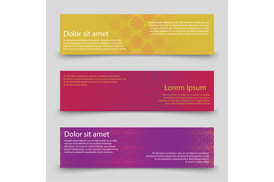 Colorful banners template. Banners with abstract ornaments design