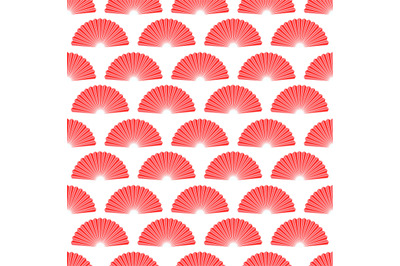 Red hand fan seamless pattern. Vector asian fans texture design