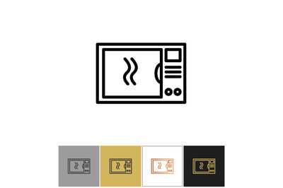 Microwave icon, household food meal cooking symbols, home kitchenware