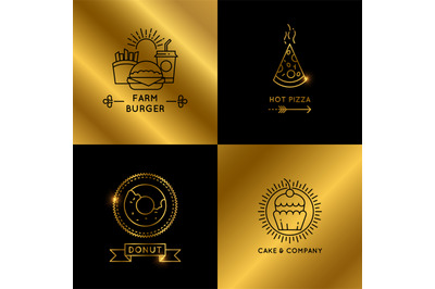 Black and golden fast food restaurant and cafe vector