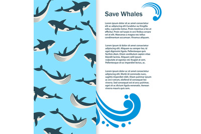 Save whales vector banner design