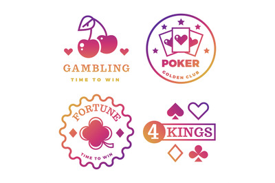 Bright gambling, casino, poker royal , roulette vector labels